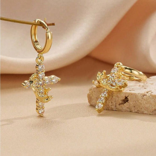 Cross and Crown Earring