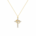 Diamond Cross Necklace - White Background