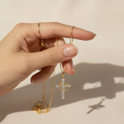 Diamond Cross Necklace - Without Chain Ring