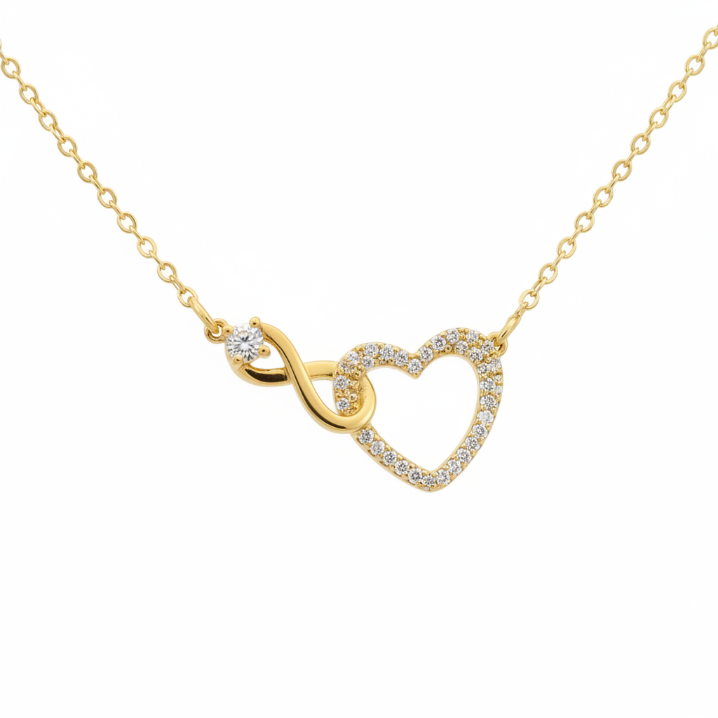 Gold Infinity Heart Necklace - Detail