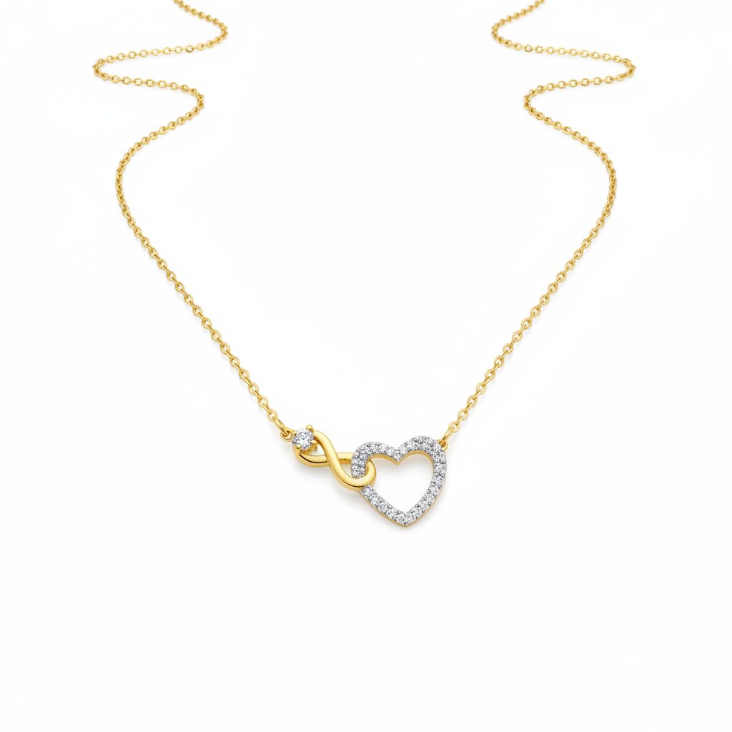 Gold Infinity Heart Necklace - Front View