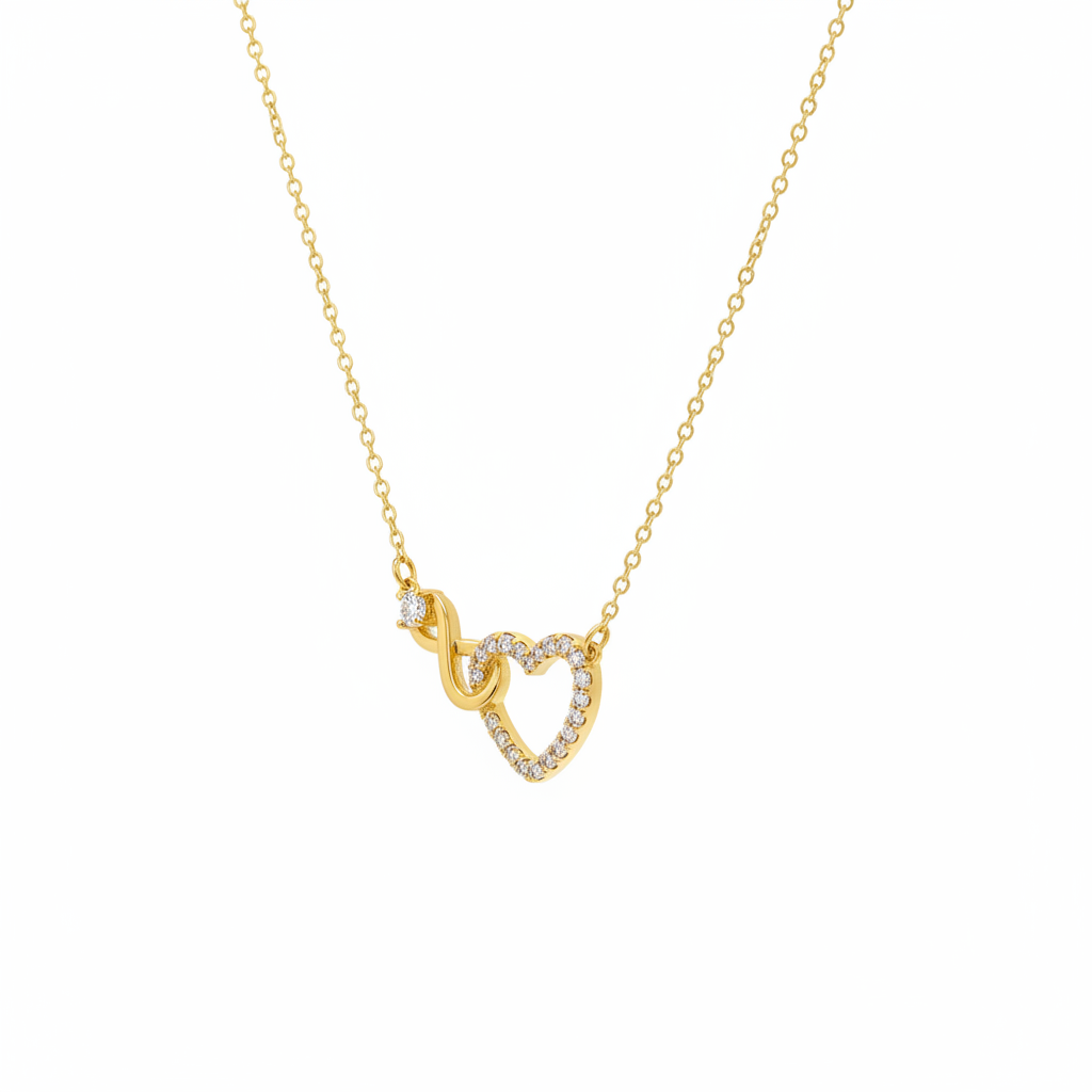 Gold Infinity Heart Necklace - Side View