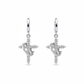 Pair of silver cross and crown earrings