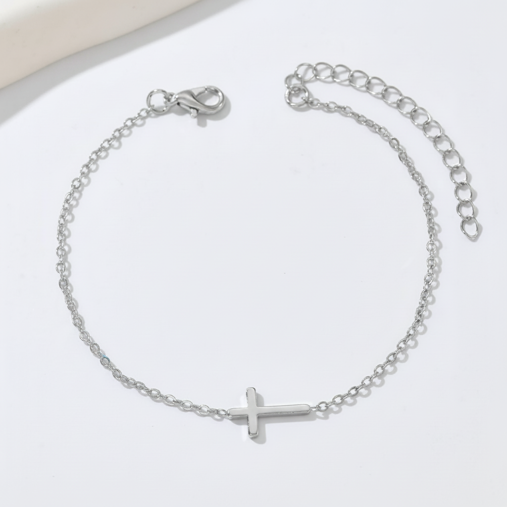 Silver Cross Bracelet - Circular Display